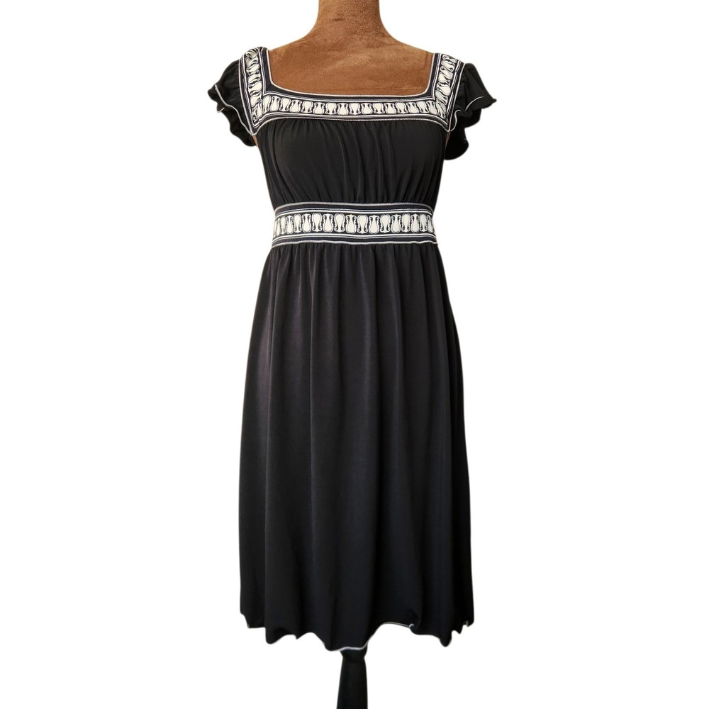 Max Studio Y2K Babydoll Dress Black White Stretchy Size‎ M Vintage USA Made